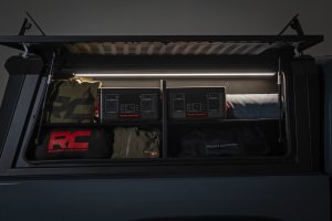 Jeep Gladiator JT Bed Cap Side Shelf Storage Bin - Passenger Side - Rough Country - Powder-Coated, Integrated LED Lighting - '20-'25